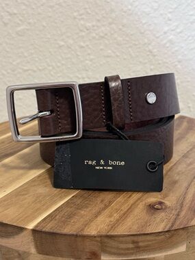 NWT Rag & Bone Men’s Rugged Leather Belt in Espresso Brown Size 38
